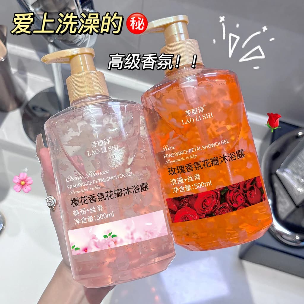 Perfume gel de banho rosa fragrância pétalas de flor de cerejeira refrescante controle de óleo hidratante fragrância de