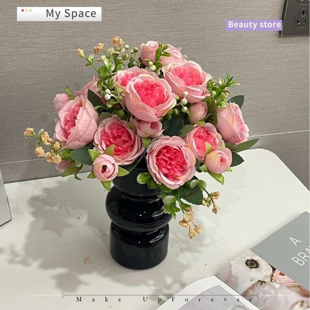 Meus Buquês De Peônia De Seda , Flores Artificiais De Toque Realista De Haste Longa , Buquê De Noiva Artificial DIY Fals