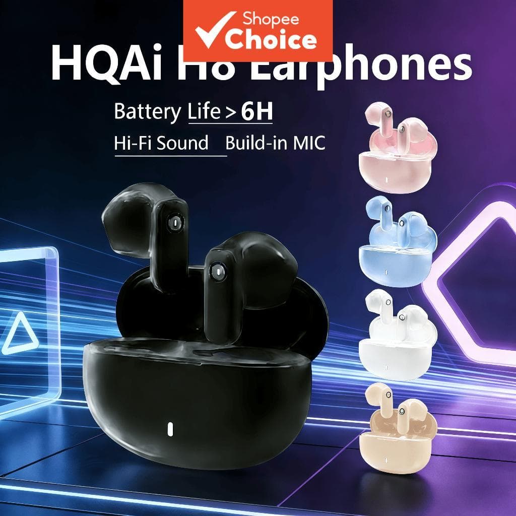 HQAi H8 Fones De Ouvido TWS Bluetooth Sem Fio Microfone Embutido Cancelamento Ruído Som Alta Fidelidade Longa Vida Útil