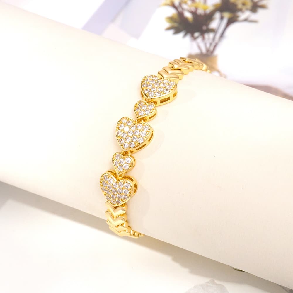 Pulseira Feminina Coração Bijuteria Fina Moda Elegante Festa Casual Presente Dia a Dia Luxo Delicado