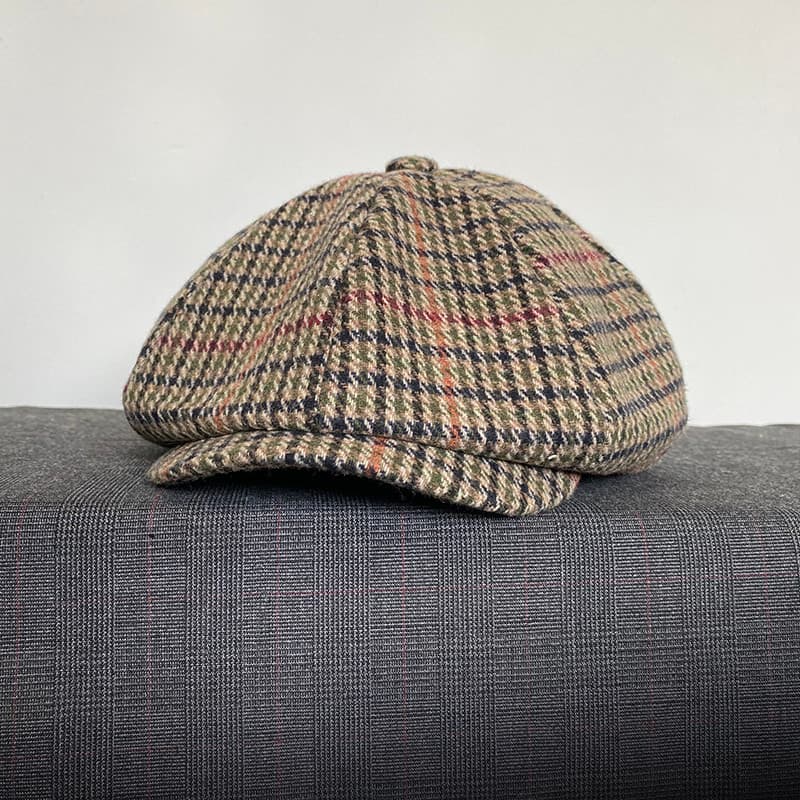 Chapéu de outono masculino na moda xadrez Retro Newsboy chapéu feminino boina pintor chapéu de lã quente octogonal