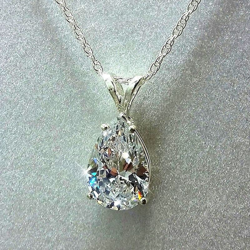 Francês diamante-cravejado gota de água em forma de pêra colar de diamante feminino luz luxo nicho High-End simples moda