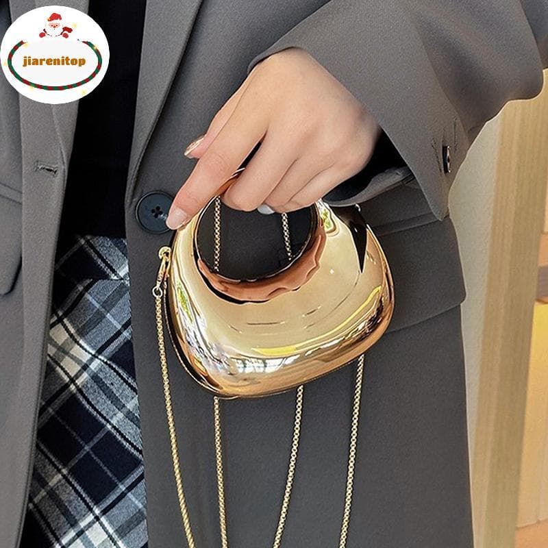 jiarenitop Bolsa Feminina Crossbody Com Corrente , Pequena Acrílica Metálica Brilho Meia Lua Para Festa E Banquete De Lu