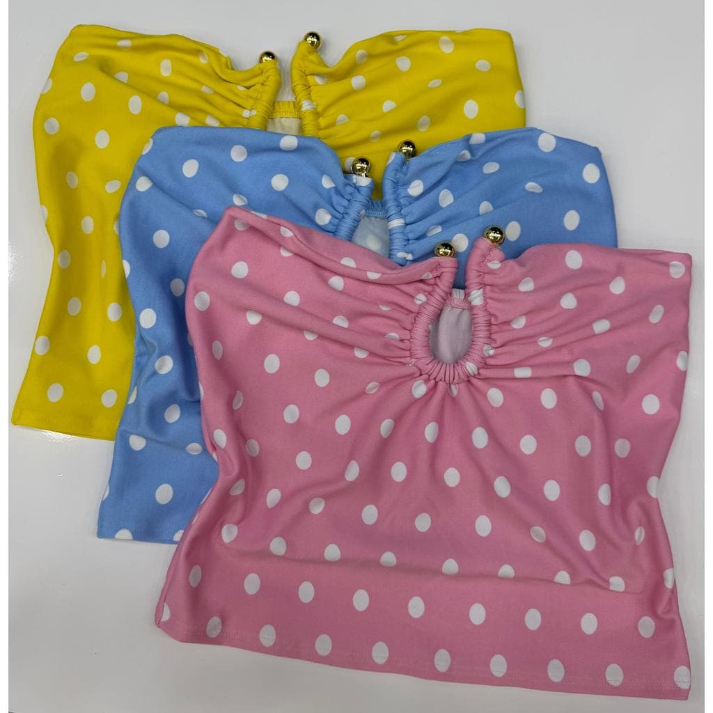 Tube Top Poá com Argola Dourada Tomara que Caia Suplex Premium