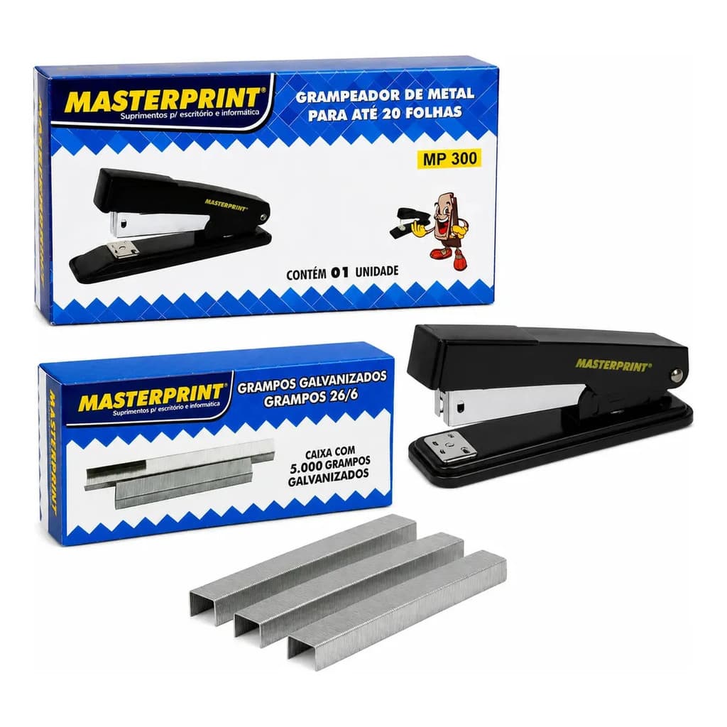 Kit Grampeador Galvanizado 5000 Grampos 26/6 Profissional