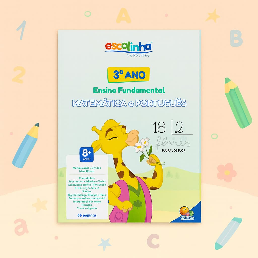 Livro Apostila Educativa : Ensino Fundamental 3° Ano Matemática E Português Exercícios E Jogos - Para Crianças 8 +