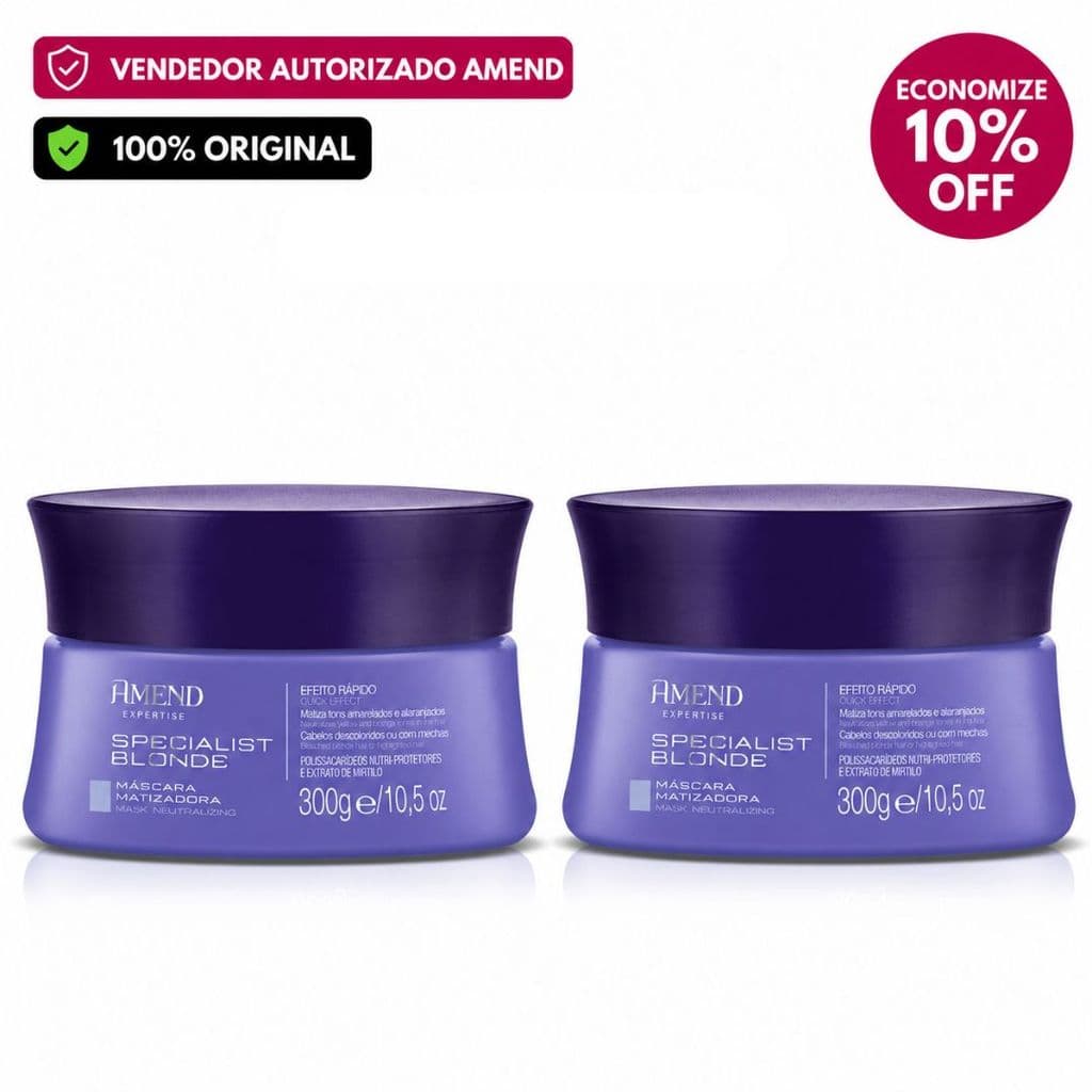 Kit Com 2 Máscara Matizadora Amend Cosmetics specialist Blonde 300G Efeito Rápido