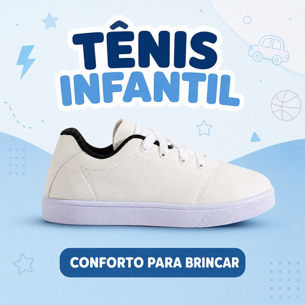 Tênis Infantil Casual Confortável Leve Resistente Couro Sintético Ideal Para Passeio e Escola Diária Oferta Relampago