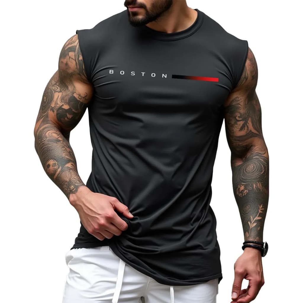 Regata Boston Camiseta Cavada  Algodão Premium Moda Oversized Machao