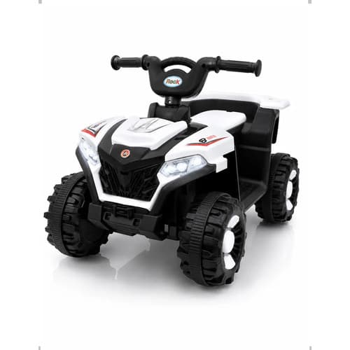 Quadriciclo Elétrico Infantil Branco 6V 4,5Ah LED MP3 Bateria Recarregável Motoca Criança