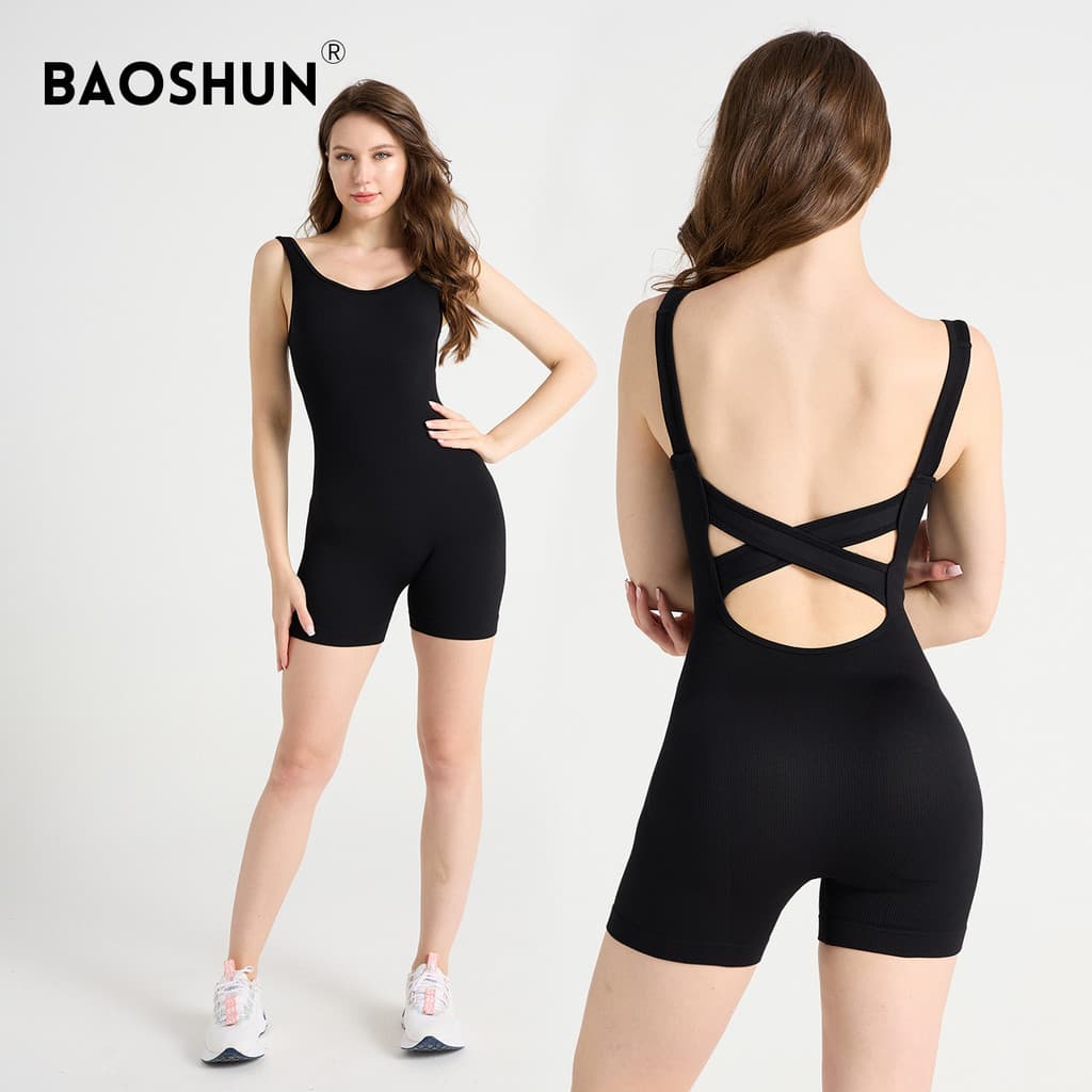 Novo estilo com almofada no peito oco bonito volta treinamento bodysuit alta elástica esportes Fitness corpo shaper corp