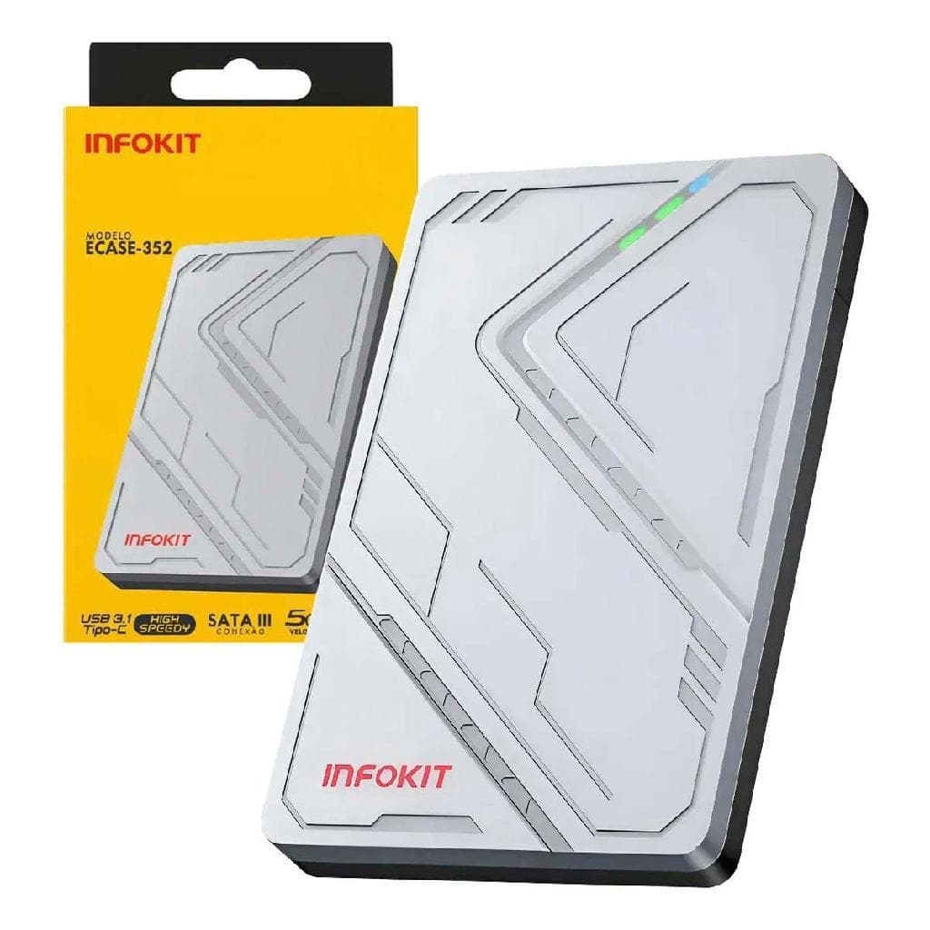 Case Externo Para Hd Ssd 2,5 Sata 3 6Gb/s Usb-C 3.1 Até 4tb