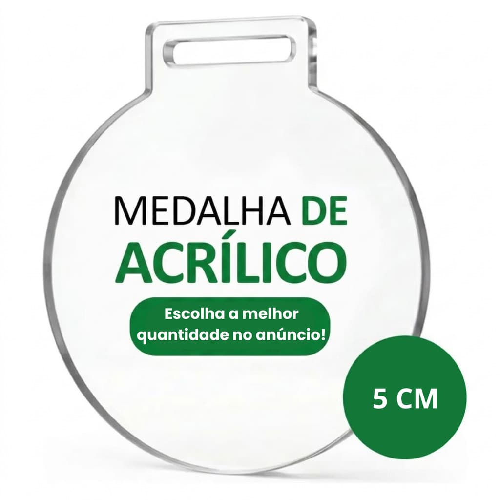 Kit Medalha Acrílico Cristal Redonda Lisa | Premiações, Eventos e Esporte