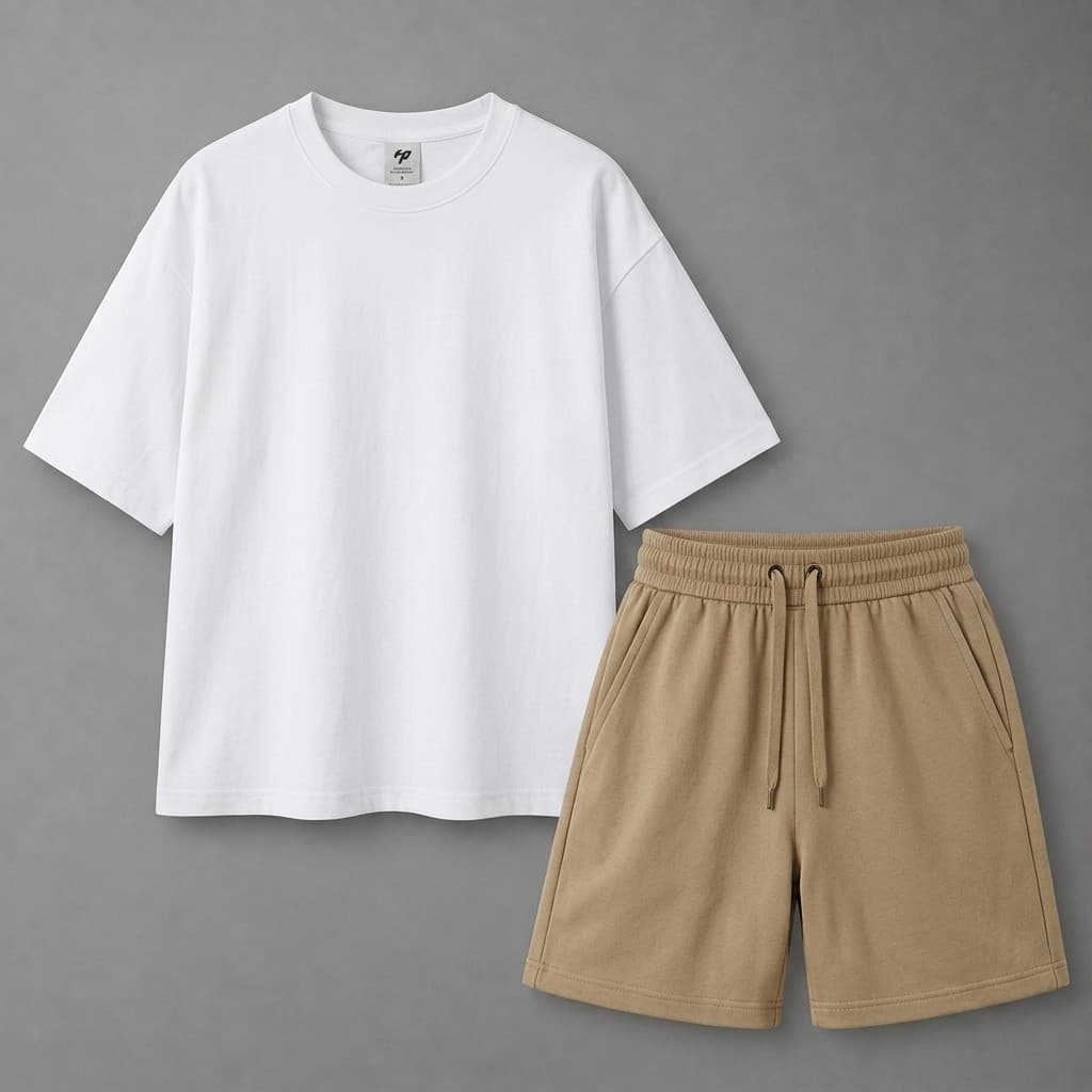 Conjunto Camiseta Oversized Algodão Bermuda Masculina Roupa Casual Streetwear Confortável