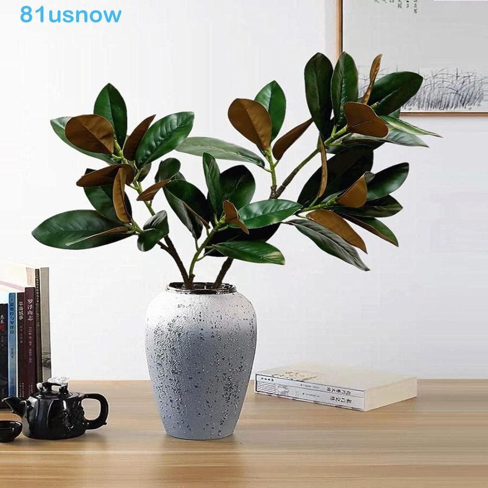 Ramo De Árvore De Magnólia Simulado , 2 Garfos Grande Planta Artificial , Folhas De Borracha Plantas Artificiais De 110