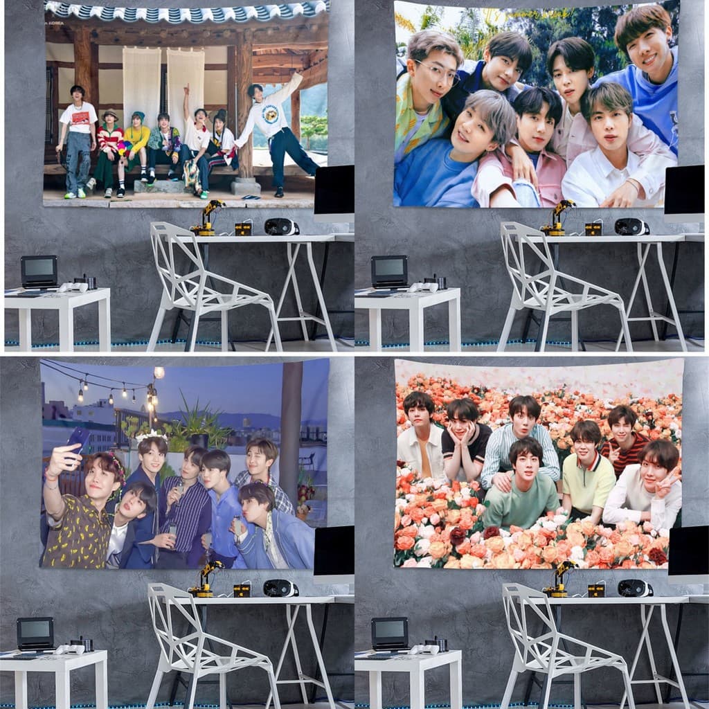 BTS BTS BTS Star Fan Pano de fundo de cabeceira Dormitório Quarto Vestir Decoração Tapeçaria