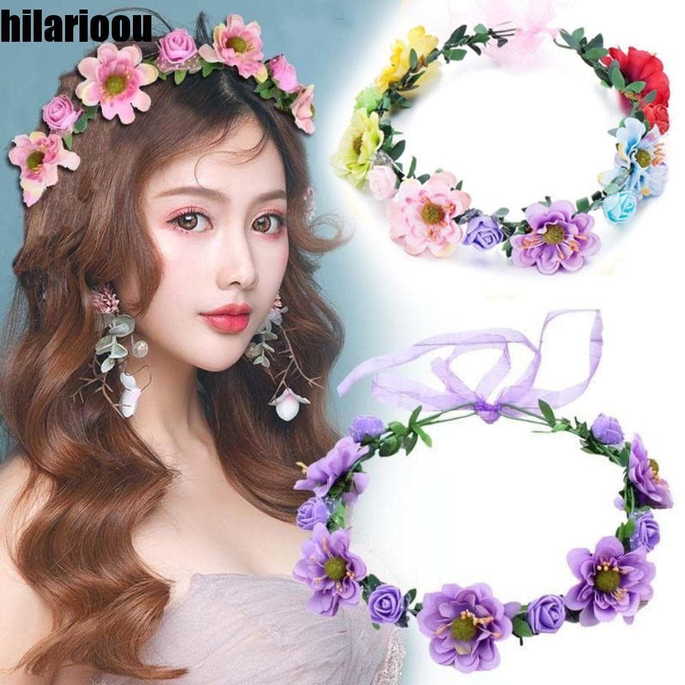 HILARIOOU Mulheres Headwear Festa Fita Tiara Moda Cocar Novo Cabelo Hoop Rosa Flor