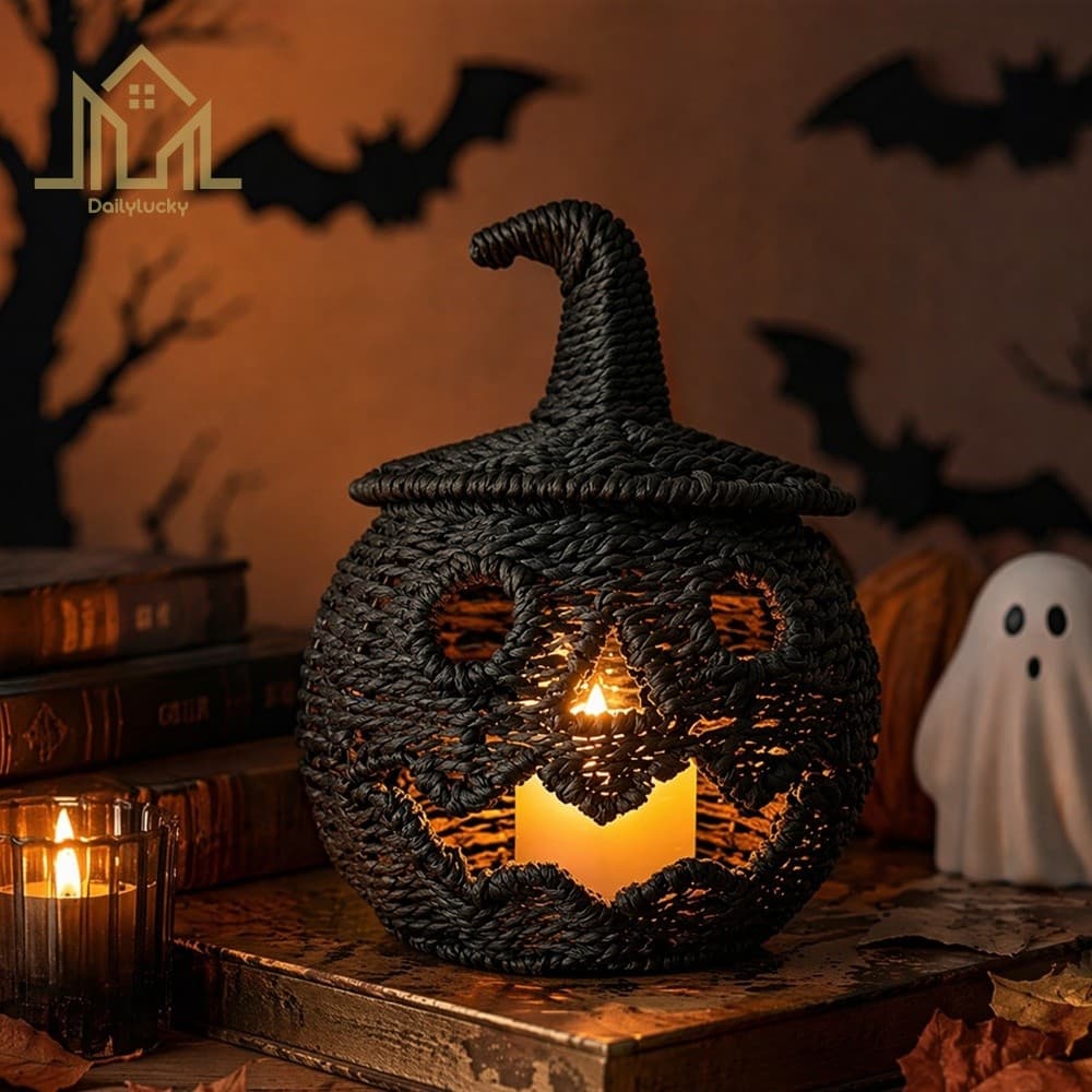 Chapéu De Bruxa Jack-O-Lantern Seagrass Halloween Pumpkin Basket [Dailylucky.br-DLY]