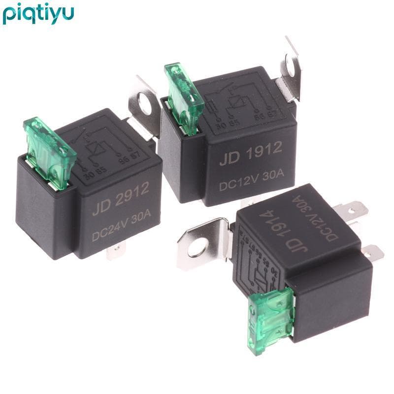 Relé De Carro PIQTI 30A Com Suporte De Fusível À Prova D'água De 4 Pinos E 5 Fios 14AWG 16AWG Para Dispositivos Eletrôni