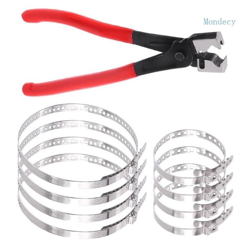 Mon CV Alicate Braçadeira Inicialização Kit Mangueira Aço Carbono Inclui 8 Bandas Crimpagem Bota Para
