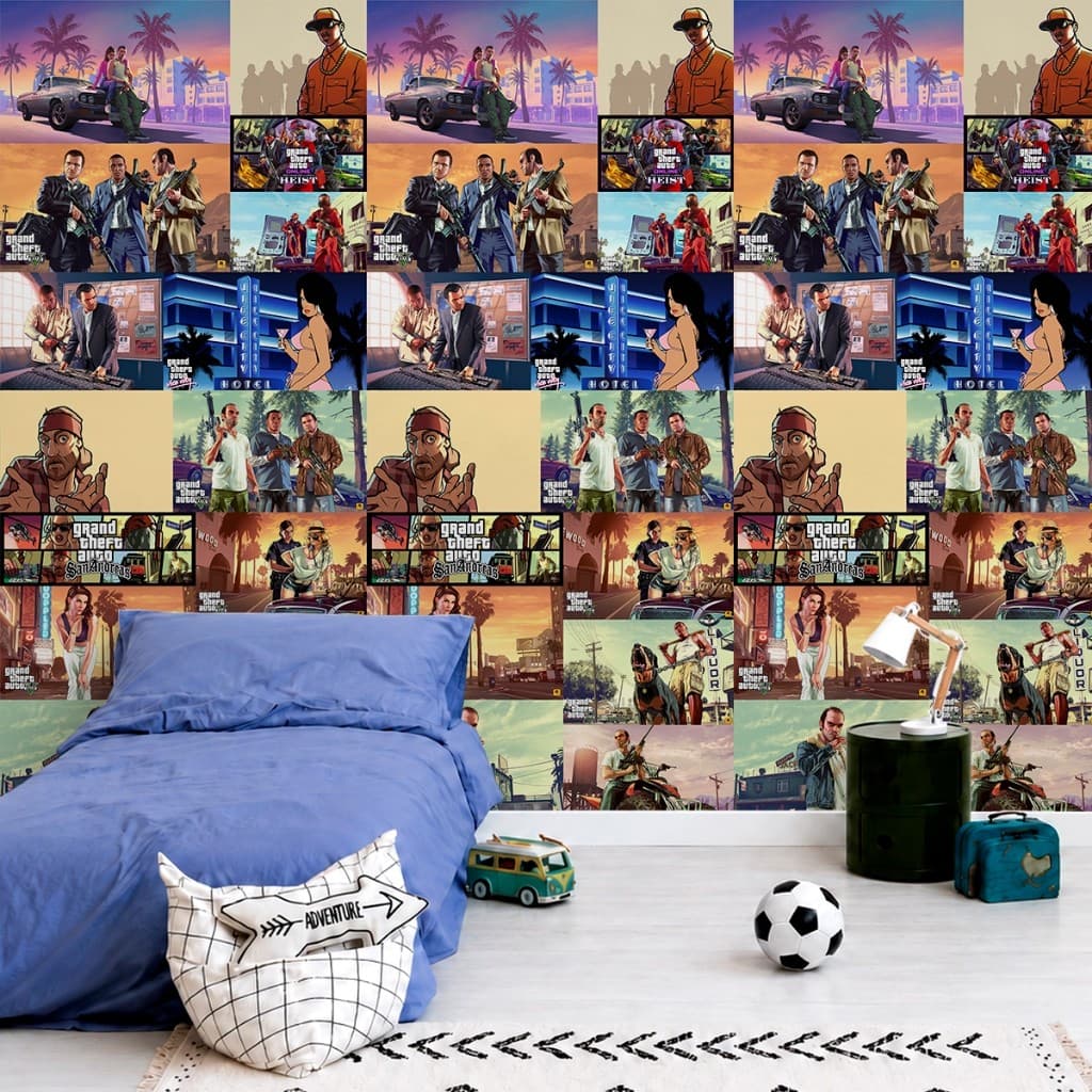 Papel de Parede GTA Personalizado GTA' s San,5 e 6 - Papel de Parede por Rolo Decorativo