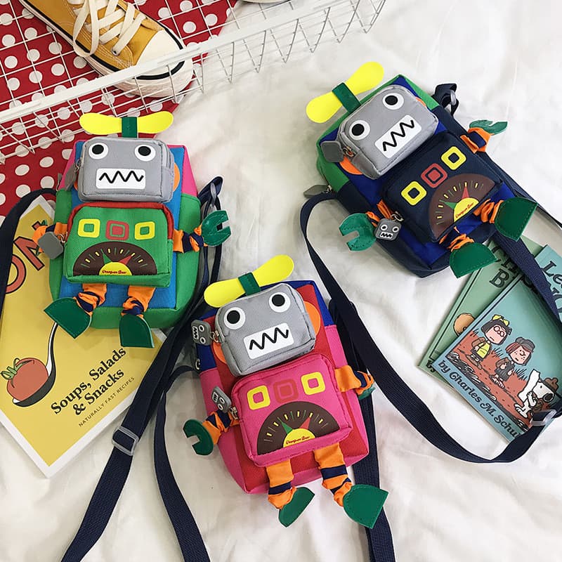 Bolsa de Ombro Divertida com Estampa de Robô, Bolsa Transversal Única e Versátil, Estilo Japonês, Bolsa para Telefone e