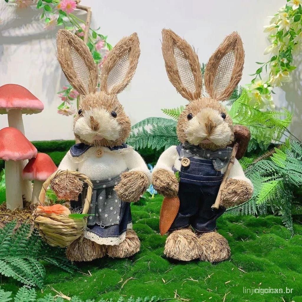 Enfeites de Palha de Coelho / Páscoa para Casa / Decoração de Jardim / Casamento