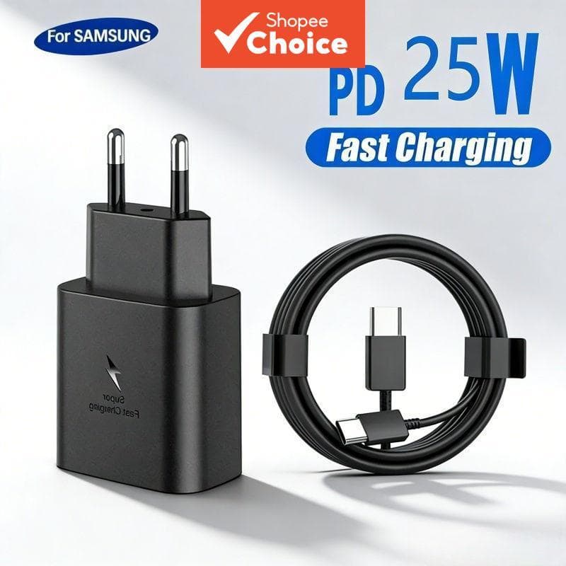 Para Samsung Galaxy S24 S23 Ultra S22 Note 20 Carregador de Parede 25W PD Super Rápido USB-C com Cabo de Telefone