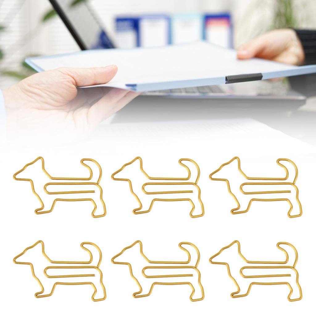 100 peças clipes de papel em forma de cachorro, marcadores de metal banhados criativamente fofos para estudantes,