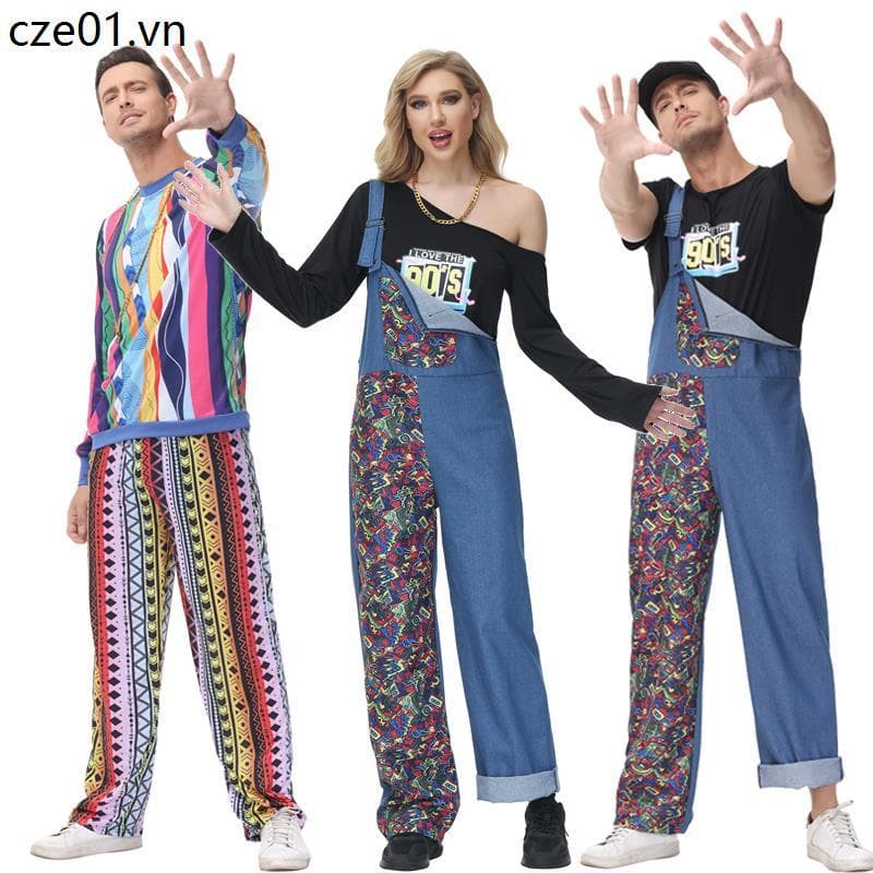 Traje de Halloween moda costura macacão casal traje Retro discoteca cosplay palco desempenho traje