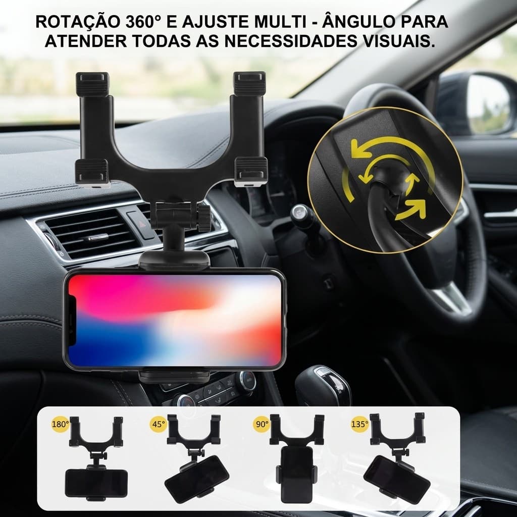 Suporte Veicular Ajustavel Para Espelho Retrovisor Altura E Angulo Perfeito