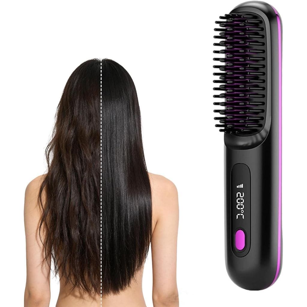 2026 Novo mini alisador de cabelo para cabelos curtos, escova modeladora 2 em 1, escovas alisadoras portáteis para viage