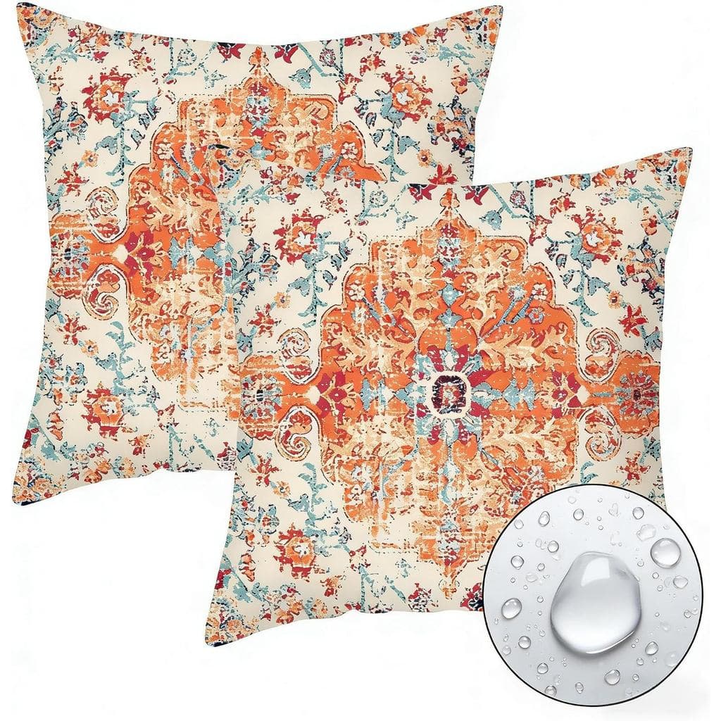 Capas de Almofada Impermeáveis Boho para Exterior 18x18, Conjunto de 2, Capas Decorativas Boêmias para Almofadas, Resist
