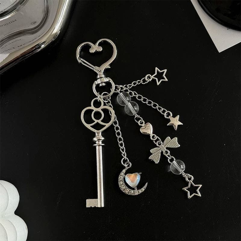 [JBTH] Y2k Azul Amor Lua Chaveiro Ins Estilo Telefone Pingente Fone De Ouvido Caso Charme Bolsa Decoração De Carro [JB]