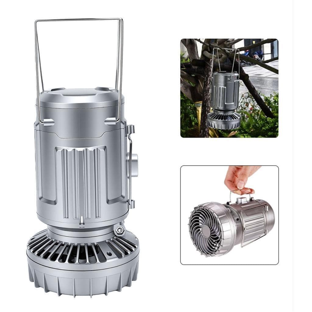 Lanterna de acampamento Karlak com ventilador portátil solar recarregável luz LED para barracas e atividades ao ar
