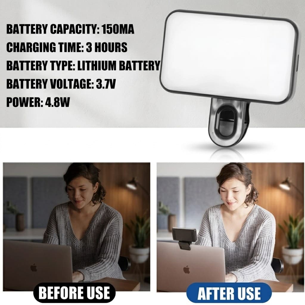 Mini LED Para Selfie E Gravaçao De Video Clip Universal Recarregavel USB