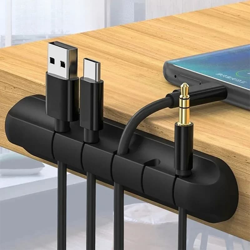 Organizador de Cabos USB de Silicone, Enrolador de Cabos, Clipes de Gestão de Cabos para Mesa, Suporte de Cabos para Mou