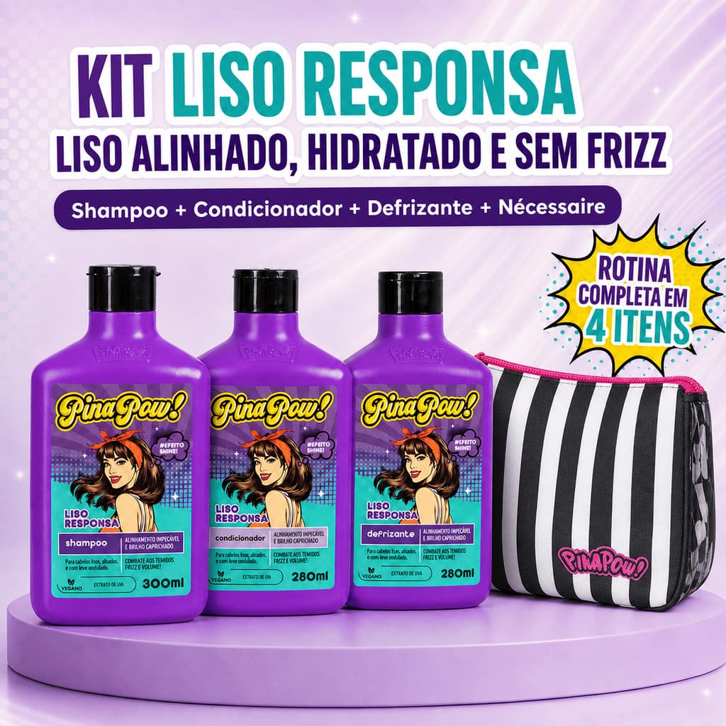 Kit I Love Cachos Pinapow Shampoo Condicionador Creme De Pentear E Necessaire Estrela | Hidratação Definição Brilho