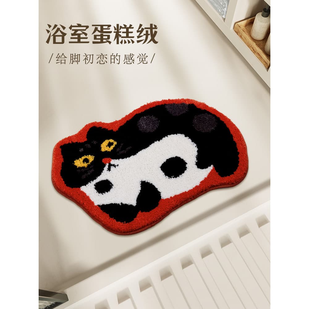 Gato bonito tapete do banheiro porta de entrada do banheiro tapete de pelúcia absorvente lavatório pé tapete