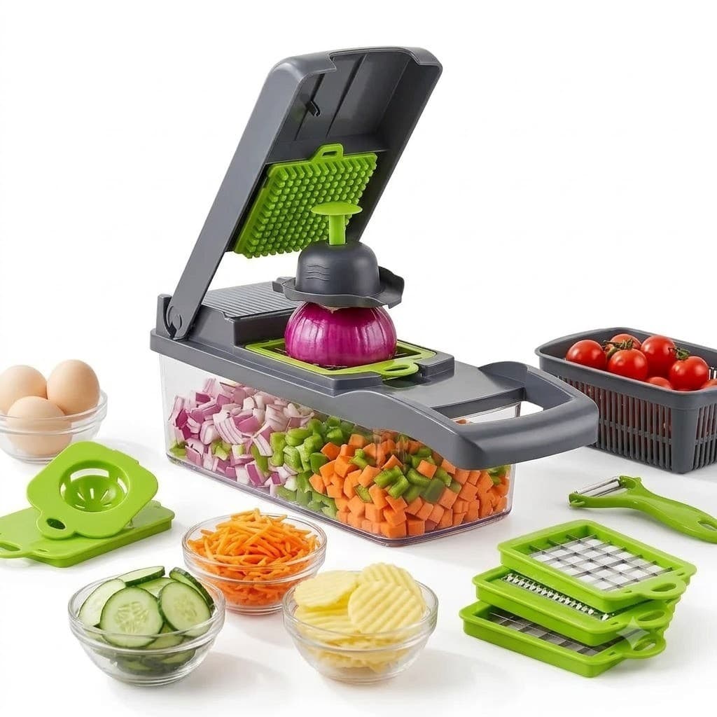Cortador de Legumes 16 em 1 Multifuncional Aço Inox Fatiador Ralador Picador Profissional