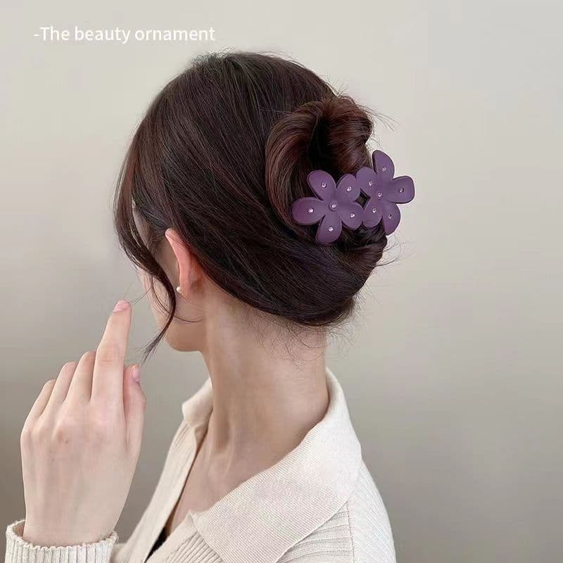 High-End sentir fosco strass flor Duckbill clipe volta cabeça ferramenta útil grampo de cabelo feminino clipe plano Hair