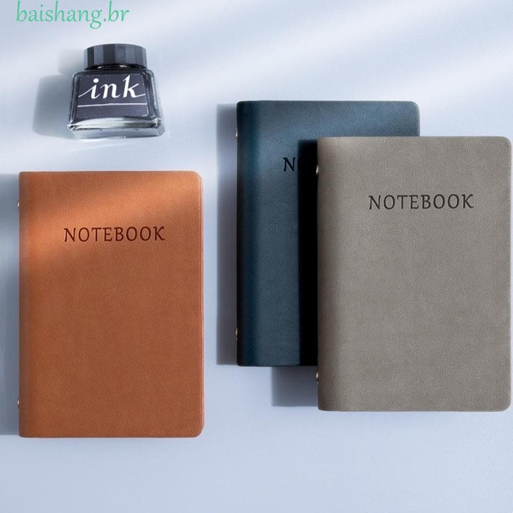 BAISHANG Planejador De Bolso , Capa De Couro PU Blocos De Notas A7 Mini Bloco , Livro De Registros Espiral Encadernado C