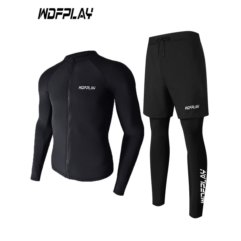 WDFPLAY preto Wetsuit terno masculino profissional de secagem rápida protetor solar esportes Fitness terno zíper Cardiga
