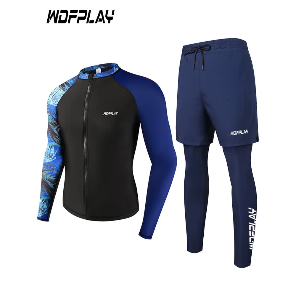 WDFPLAY Fato de mergulho masculino dividido, protetor solar de manga comprida, secagem rápida, mergulho profissional, su