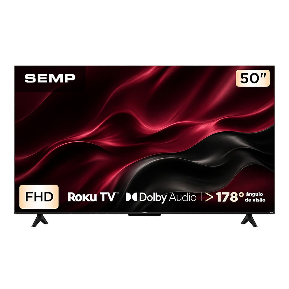 Smart TV Semp 50 Polegadas LED Full HD S42R Roku TV Wi-Fi Dolby Audio Brilho até 240 Nits 50S42R