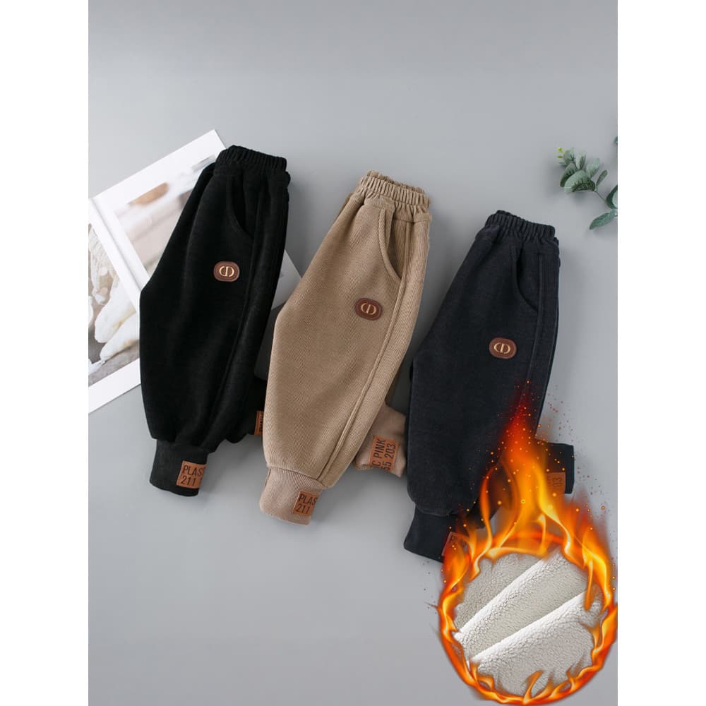 Calças de lã para meninos, calças de lã fina, outono inverno, roupa externa para bebês, calças casuais para crianças 2