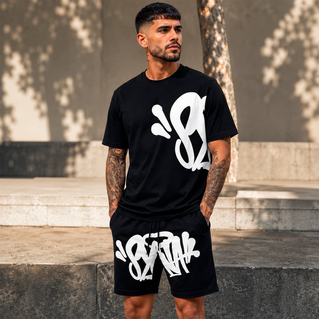 Conjunto Camiseta E Bermuda Syna Streetwear Algodão Casual Masculina Oferta Lançamento Plus Size