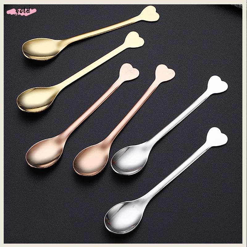 Ouro 2 Pçs De Aço Inoxidável Amor Lidar Com Em Forma De Colher De Café Chá Crianças Linda 3 Cores Uso Cozinha São