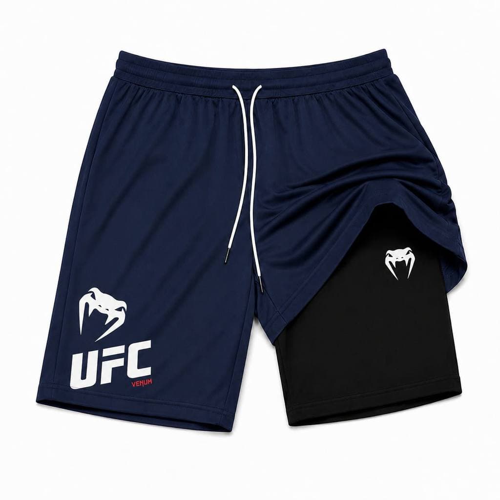 Short Dryfit Termico Compressão 2 em 1 ufc Bolso para celular Treino luta Academia Fitness Unissex