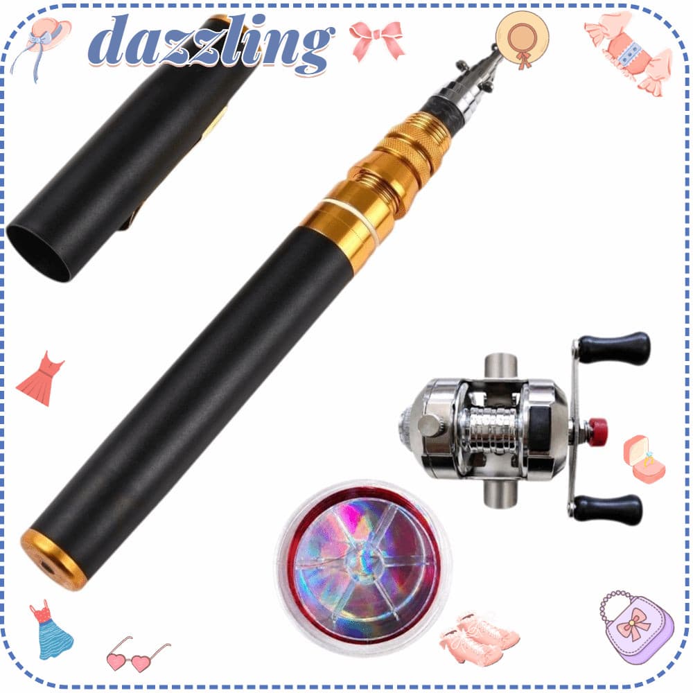 Conjunto De Vara De Pesca De Bolso Deslumbrante , Com Linha De 100 M , Kit Caneta De 1.95 De Comprimento Mini Carretel